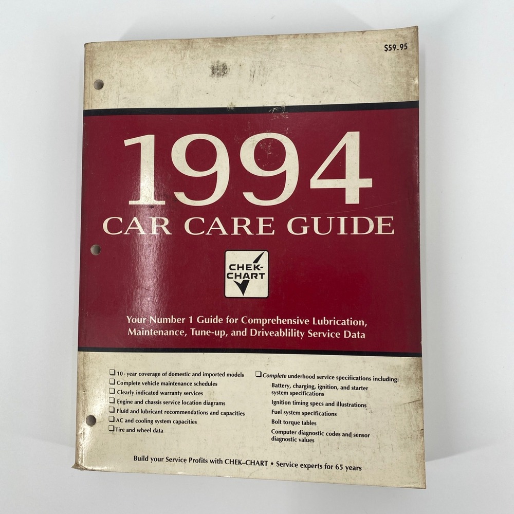 Chek Chart 1994 Car Care Guide Manual H.M. Gousha Service Data Book Mechanic